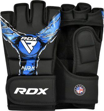 Тренувальні рукавиці RDX GRAPPLING GLOVES NEW AURA F17 чорний, синій Уні L GGR-F17BU фото